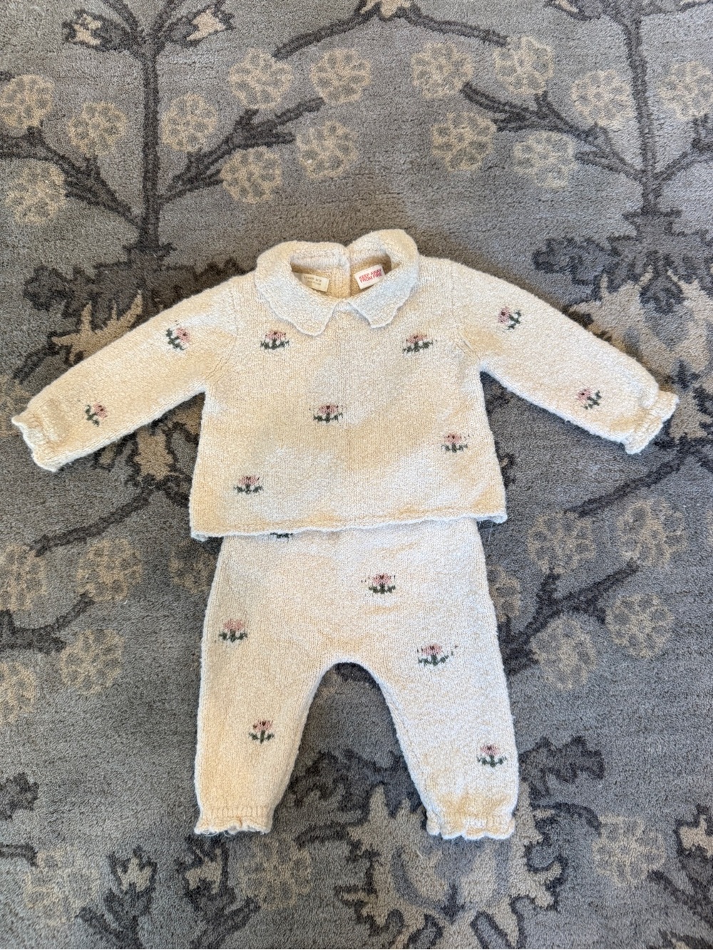 Zara Baby Floral Knit Sweater & Pants Set 3m